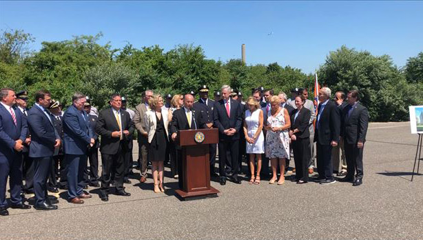 Nassau County Commissioner of Police, Patrick J. Ryder, Nassau County Executive Laura Curran, and County Legislators Announce Funding and Plans for New Nassau County Police Academy. [ July 2018 ]